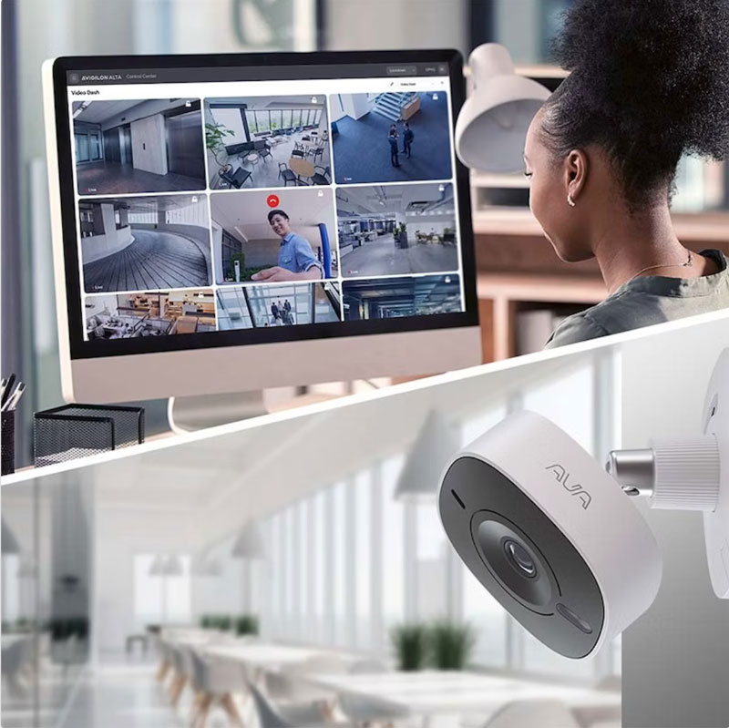 Security Monitoring video surveillance footage on computer